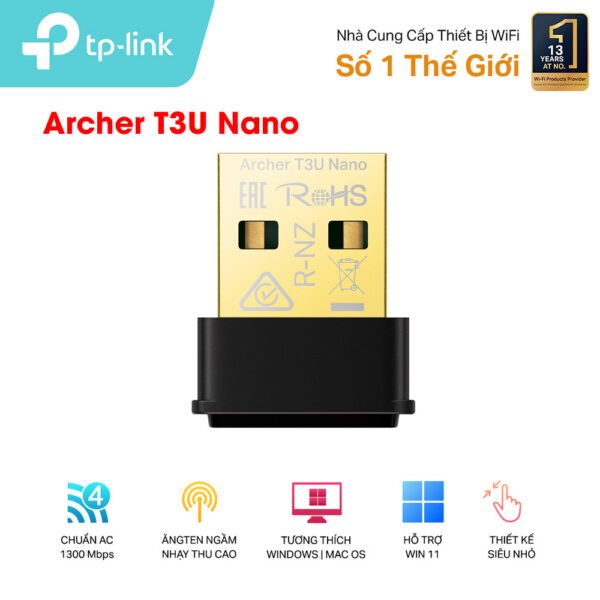 Bộ chuyển đổi USB Wifi TP-Link Archer T3U Nano