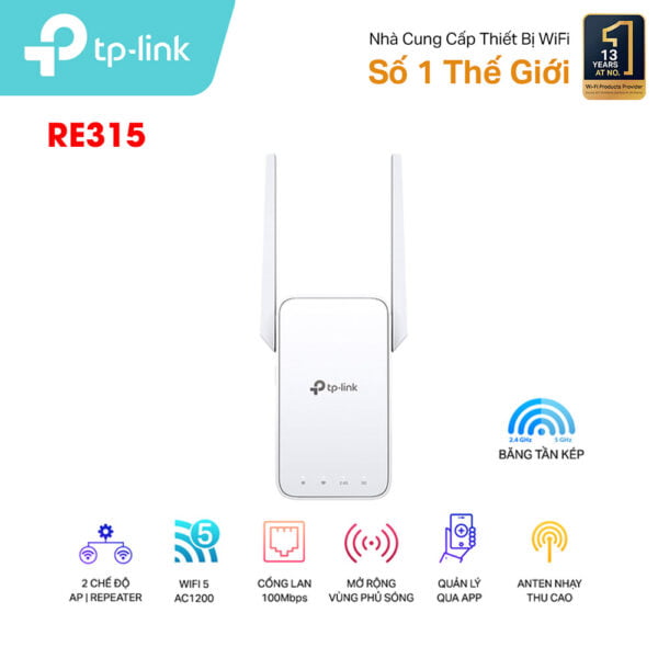 Bộ mở rộng sóng Wifi Mesh TP-Link RE315 Chuẩn AC1200