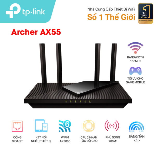 Bộ phát Wifi 6 AX3000 TP-LINK Archer AX55