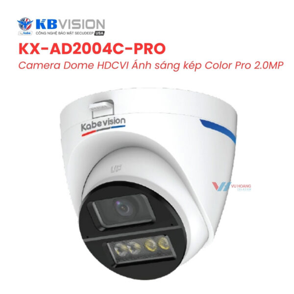 Camera Dome HDCVI Ánh sáng kép Color Pro 2MP KBVISION KX-AD2004C-PRO
