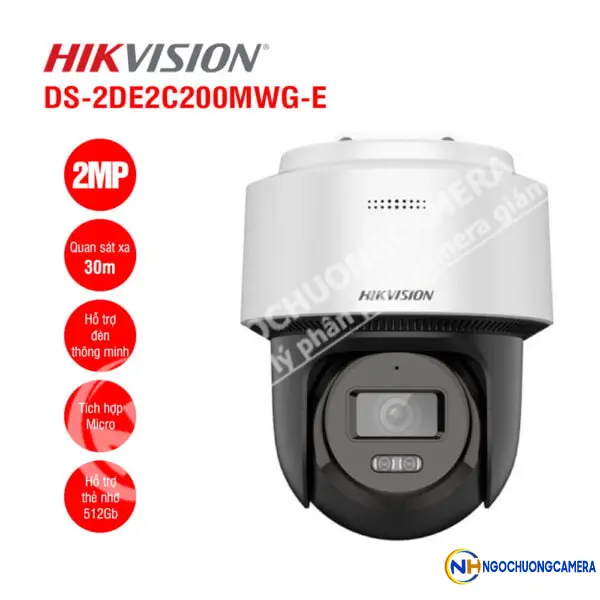 Camera IP Mini PT Smart Hybird Light 2MP HIKVISION DS-2DE2C200MWG-E