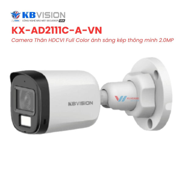 Camera Thân HDCVI Full Color ánh sáng kép thông minh 2MP KBVISION KX-AD2111C-A-VN
