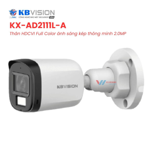 Camera Thân HDCVI Full Color ánh sáng kép thông minh 2MP KBVISION KX-AD2111L-A