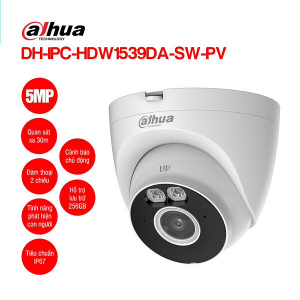 Camera Wifi Turret 5MP DAHUA DH-IPC-HDW1539DA-SW-PV