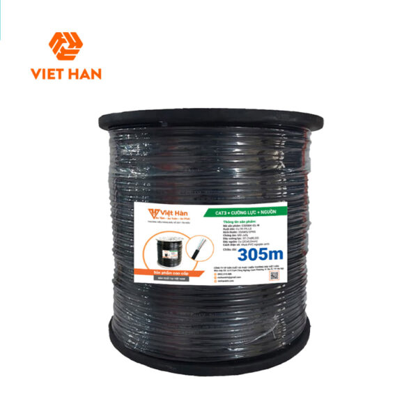 Cáp điện thoại 305m Việt Hàn CAT3 26AWG + Cường lực + Nguồn