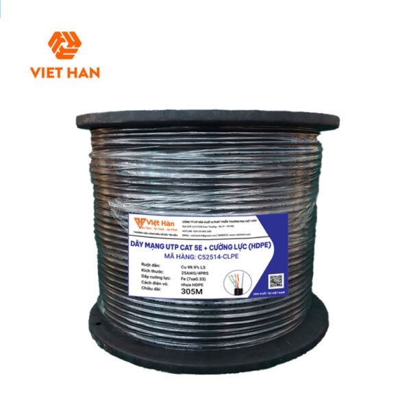 Cáp mạng 305m Việt Hàn CAT.5E UTP 24AWG HDPE + Cường lực