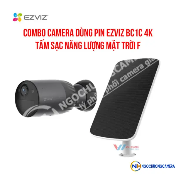 Combo camera dùng pin Ezviz BC1C 4K + tấm sạc năng lượng mặt trời F
