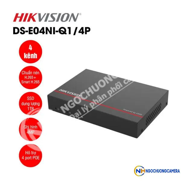 Đầu ghi IP 4 kênh tích hợp ổ cứng SSD Hikvision DS-E04NI-Q1/4P