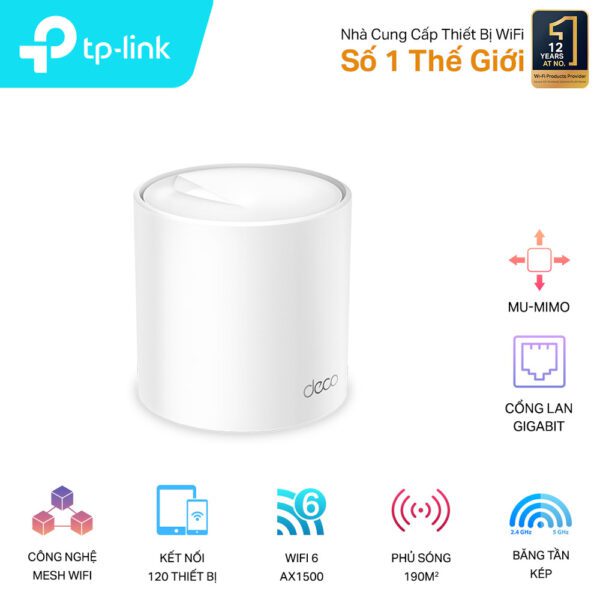 Hệ Thống Mesh WiFi 6 Cho Gia Đình AX1500 TP-LINK Deco X10(1-pack)