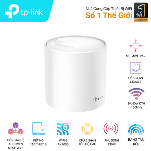 Hệ thống Wi-Fi 6 Mesh Cho Gia Đình AX3000 TP-LINK Deco X50(1-pack)