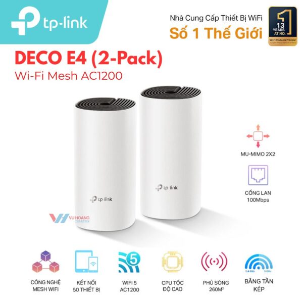 Hệ thống Wi-Fi Mesh AC1200 TP-LINK DECO E4(2-Pack)