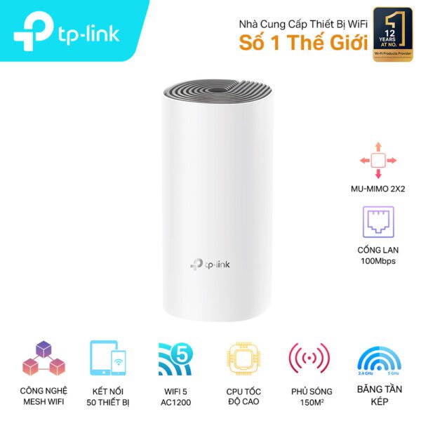 Hệ thống Wi-Fi Mesh Cho Gia Đình AC1200 TP-LINK DECO E4(1-Pack)