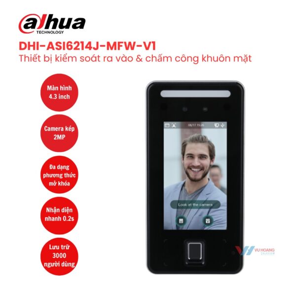 Máy chấm công khuôn mặt DAHUA DHI-ASI6214J-MFW-V1
