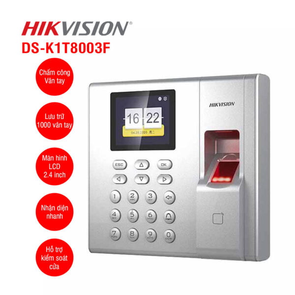 Máy chấm công vân tay Hikvision DS-K1T8003F