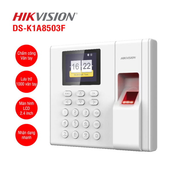 Máy chấm công vân tay, thẻ cảm ứng HIKVISION DS-K1A8503MF