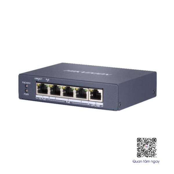 Switch GIGABIT Hi POE 4 cổng 1000Mpbs Hikvision DS-3E0505HP-E