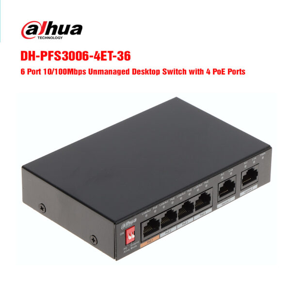 Switch POE 6 cổng 10/100Mbps DAHUA DH-PFS3006-4ET-60