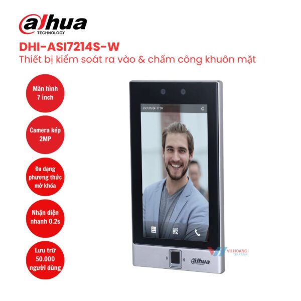 Thiết bị kiểm soát ra vào nhận diện khuôn mặt DAHUA DHI-ASI7214S-W